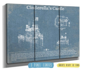 36" x 24" / 3 Panel Canvas Wrap Cutler West Cinderella's Castle Disney Patent Print