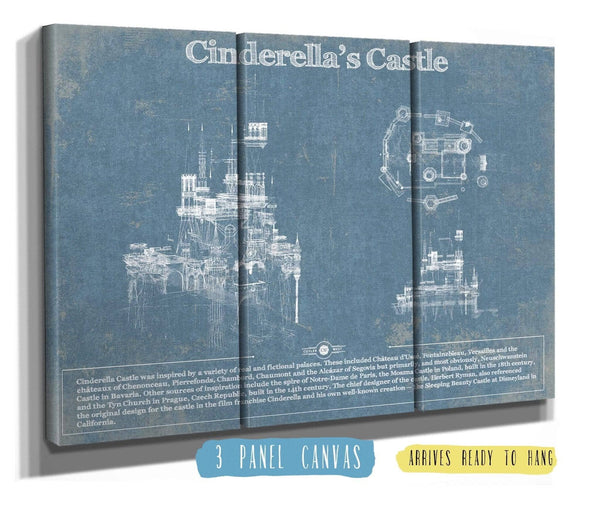 36" x 24" / 3 Panel Canvas Wrap Cutler West Cinderella's Castle Disney Patent Print