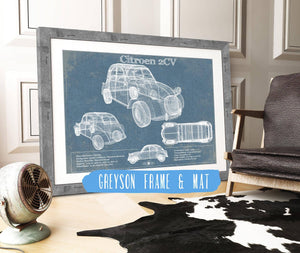 14" x 11" / Greyson Frame & Mat Cutler West Citroen 2CV Vintage Car Print