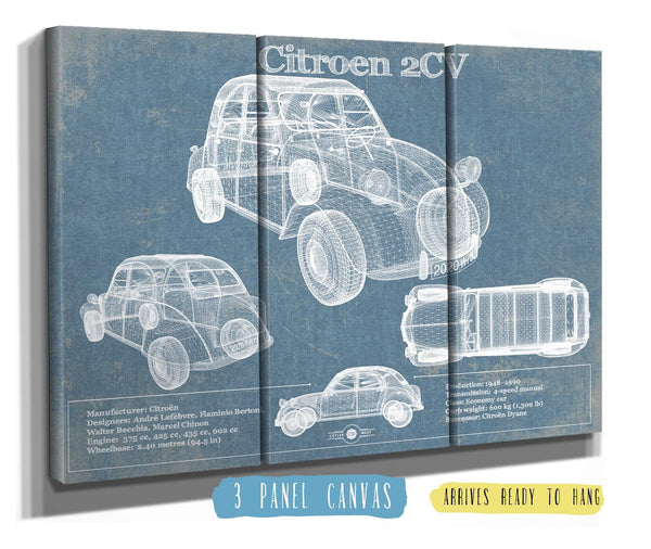 36" x 24" / 3 Panel Canvas Wrap Cutler West Citroen 2CV Vintage Car Print