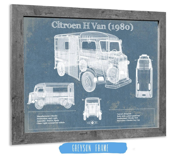 14" x 11" / Greyson Frame Cutler West Citroen H Van (1980) Car Blueprint Vintage Auto Print