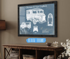 20" x 16" / Black Frame Cutler West Citroen H Van (1980) Car Blueprint Vintage Auto Print