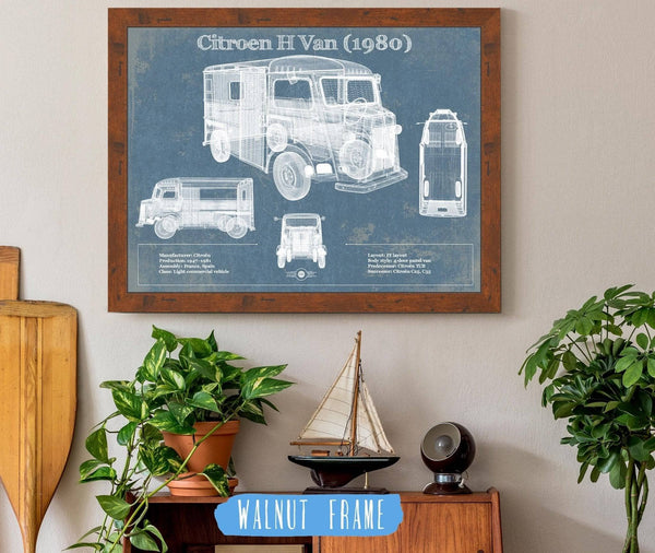 20" x 16" / Walnut Frame Cutler West Citroen H Van (1980) Car Blueprint Vintage Auto Print