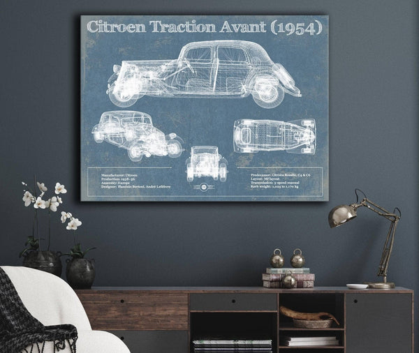 Cutler West Citroen Traction Avant (1954) Vintage Blueprint Auto Print