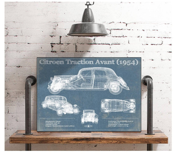 Cutler West Citroen Traction Avant (1954) Vintage Blueprint Auto Print