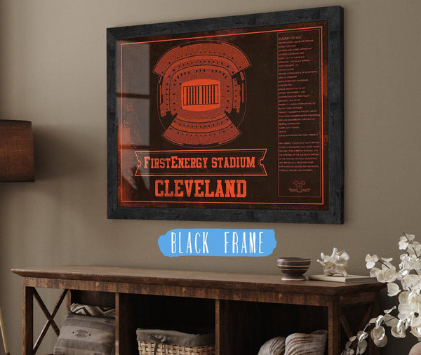 20" x 16" / Black Frame Cutler West Cleveland Browns FirstEnergy Stadium - Vintage Football Art Print