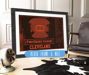 20" x 16" / Black Frame & Mat Cutler West Cleveland Browns FirstEnergy Stadium - Vintage Football Art Print