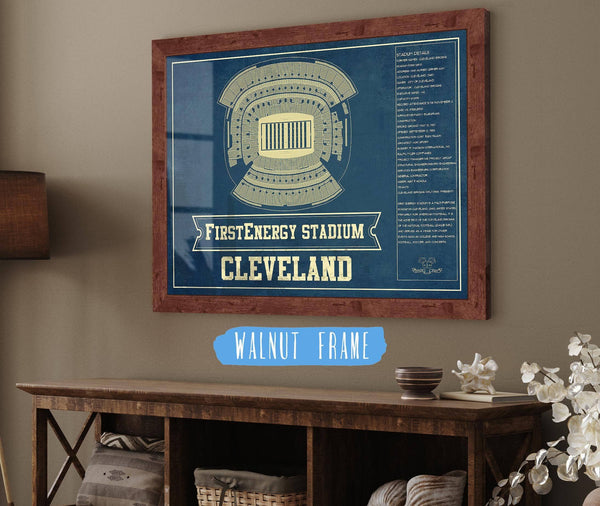 20" x 16" / Walnut Frame Cutler West Cleveland Browns - FirstEnergy Stadium - Vintage Football Art Print