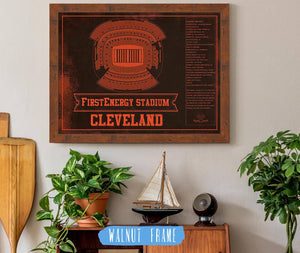 20" x 16" / Walnut Frame Cutler West Cleveland Browns FirstEnergy Stadium - Vintage Football Art Print