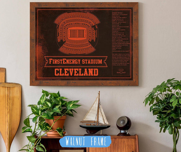 20" x 16" / Walnut Frame Cutler West Cleveland Browns FirstEnergy Stadium - Vintage Football Art Print