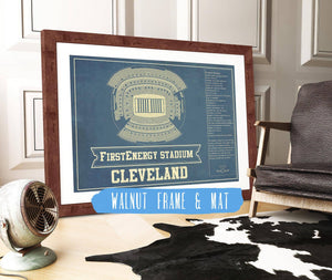 20" x 16" / Walnut Frame & Mat Cutler West Cleveland Browns - FirstEnergy Stadium - Vintage Football Art Print