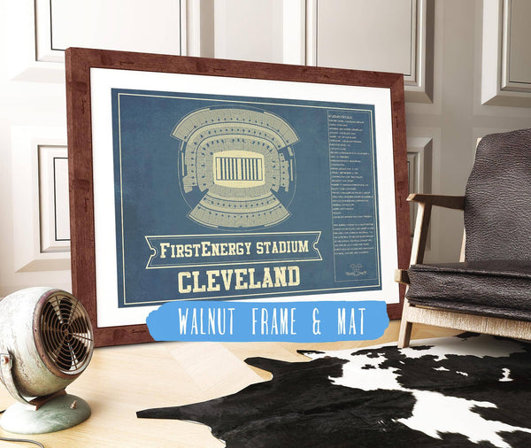 20" x 16" / Walnut Frame & Mat Cutler West Cleveland Browns - FirstEnergy Stadium - Vintage Football Art Print