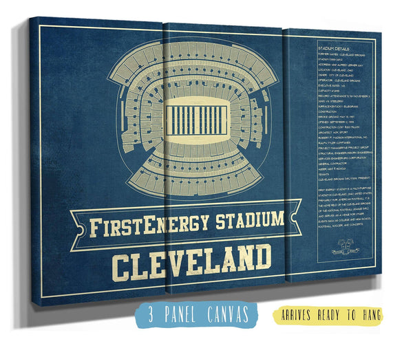 36" x 24" / 3 Panel Canvas Wrap Cutler West Cleveland Browns - FirstEnergy Stadium - Vintage Football Art Print