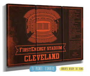 36" x 24" / 3 Panel Canvas Wrap Cutler West Cleveland Browns FirstEnergy Stadium - Vintage Football Art Print