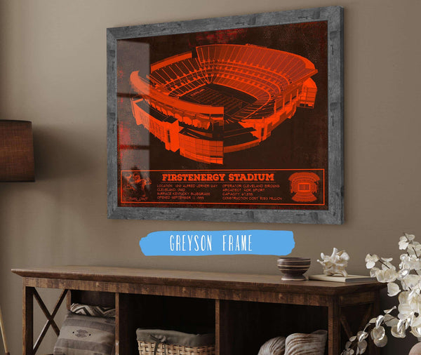 14" x 11" / Greyson Frame Cutler West Cleveland Browns FirstEnergy Stadium - Vintage Football Print