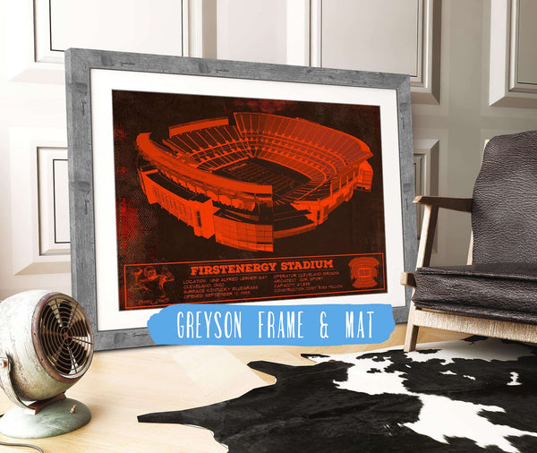 14" x 11" / Greyson Frame & Mat Cutler West Cleveland Browns FirstEnergy Stadium - Vintage Football Print