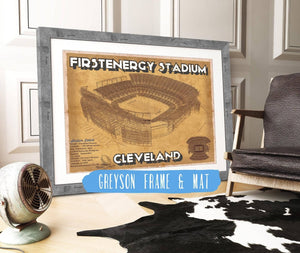 14" x 11" / Greyson Frame & Mat Cutler West Cleveland Browns - FirstEnergy Stadium - Vintage Football Print