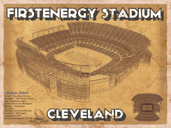 14" x 11" / Unframed Cutler West Cleveland Browns - FirstEnergy Stadium - Vintage Football Print