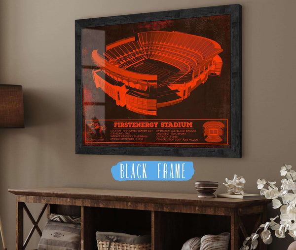 20" x 16" / Black Frame Cutler West Cleveland Browns FirstEnergy Stadium - Vintage Football Print