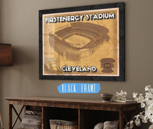 20" x 16" / Black Frame Cutler West Cleveland Browns - FirstEnergy Stadium - Vintage Football Print