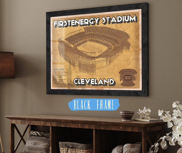 20" x 16" / Black Frame Cutler West Cleveland Browns - FirstEnergy Stadium - Vintage Football Print