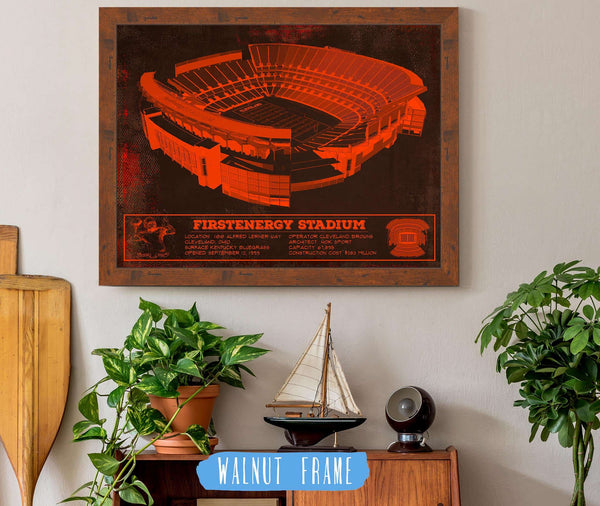 20" x 16" / Walnut Frame Cutler West Cleveland Browns FirstEnergy Stadium - Vintage Football Print