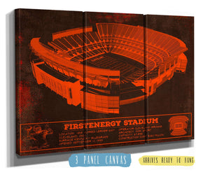 36" x 24" / 3 Panel Canvas Wrap Cutler West Cleveland Browns FirstEnergy Stadium - Vintage Football Print