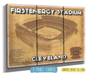 36" x 24" / 3 Panel Canvas Wrap Cutler West Cleveland Browns - FirstEnergy Stadium - Vintage Football Print