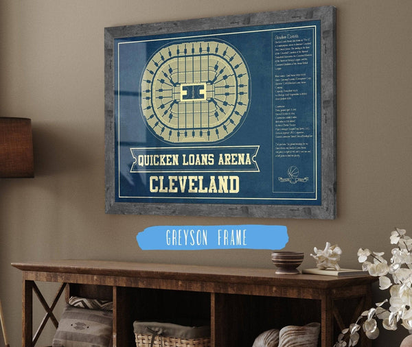 Cutler West Cleveland Cavaliers Quicken Loans Arena Vintage Basketball Blueprint NBA Print