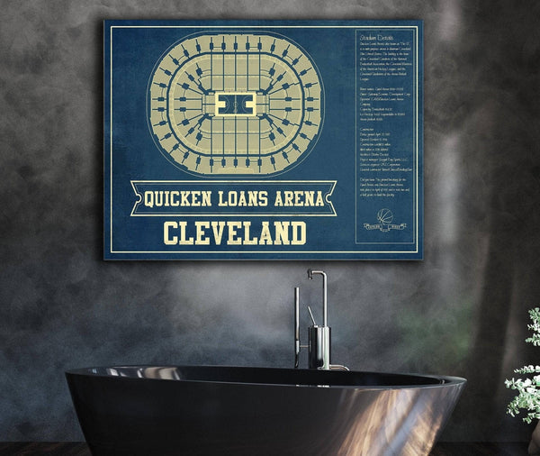 Cutler West Cleveland Cavaliers Quicken Loans Arena Vintage Basketball Blueprint NBA Print