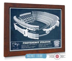 20" x 16" / Walnut Frame Cutler West Cleveland FirstEnergy Stadium - Vintage Football Print