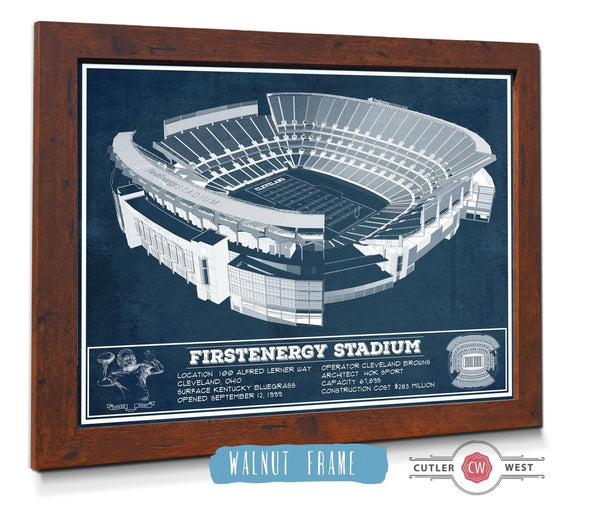 20" x 16" / Walnut Frame Cutler West Cleveland FirstEnergy Stadium - Vintage Football Print