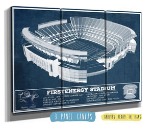 36" x 24" / 3 Panel Canvas Wrap Cutler West Cleveland FirstEnergy Stadium - Vintage Football Print