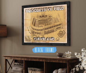 20" x 16" / Black Frame Cutler West Cleveland Indians Progressive Field Vintage Baseball Print