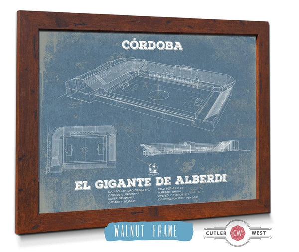 20" x 16" / Walnut Frame Cutler West Club Atlético Belgrano - Vintage El Gigante de Alberdi Soccer Print