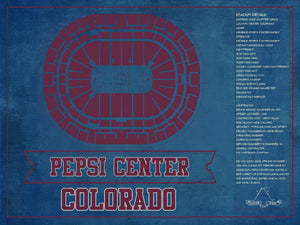 14" x 11" / Unframed Cutler West Colorado Avalanche Pepsi Center Seating Chart - Vintage Hockey Print