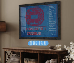 20" x 16" / Black Frame Cutler West Colorado Avalanche Pepsi Center Seating Chart - Vintage Hockey Print