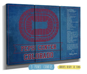48" x 36" / 3 Panel Canvas Wrap Cutler West Colorado Avalanche Pepsi Center Seating Chart - Vintage Hockey Print