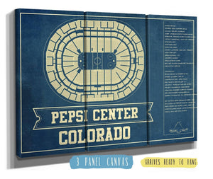 48" x 36" / 3 Panel Canvas Wrap Cutler West Colorado Avalanche Pepsi Center Seating Chart - Vintage Hockey Print