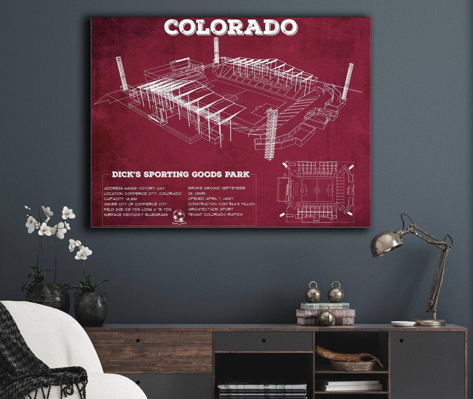 Cutler West Colorado Rapids MLS - Dick's Sporting Goods Park Vintage Soccer Print