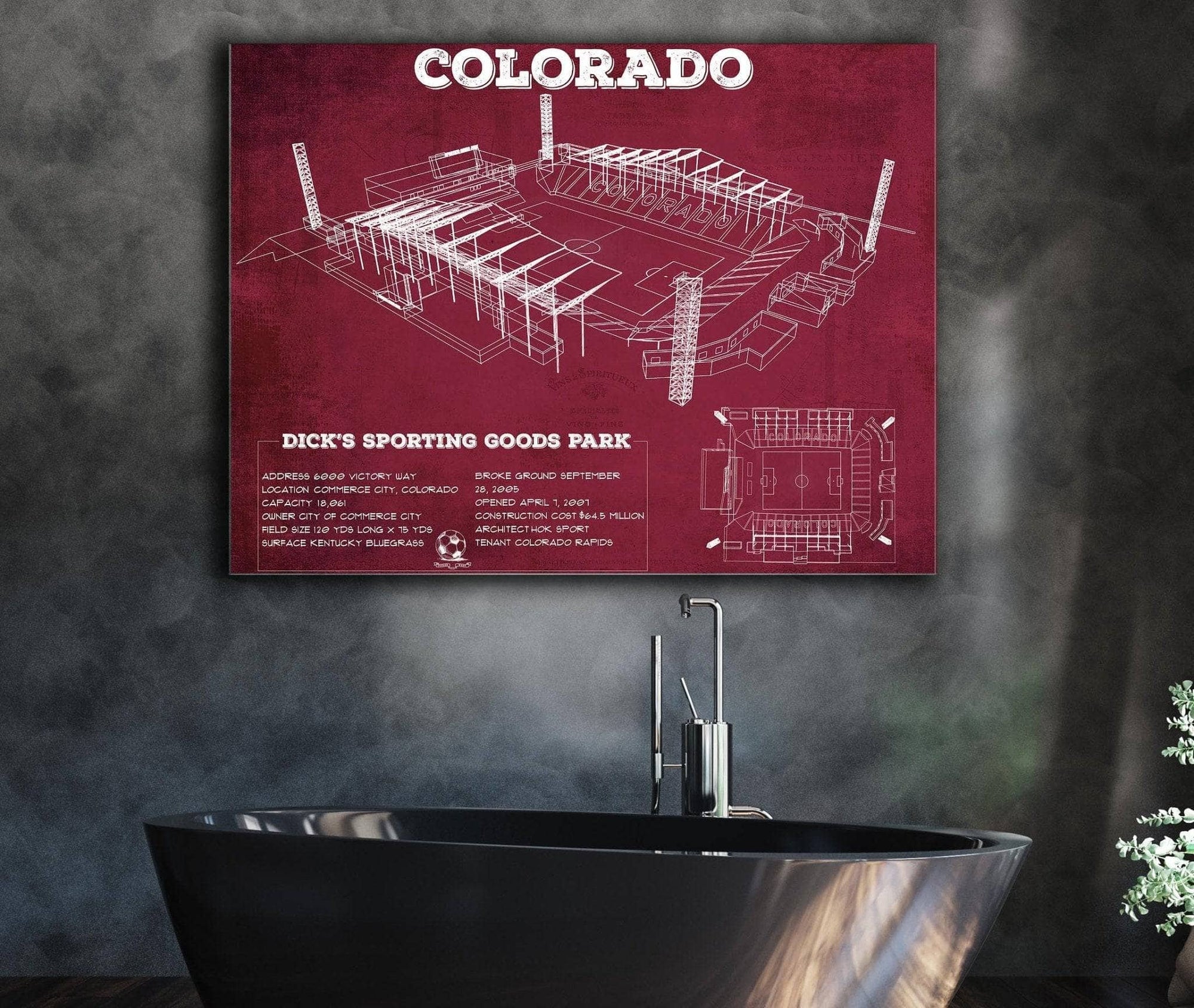 Cutler West Colorado Rapids MLS - Dick's Sporting Goods Park Vintage Soccer Print