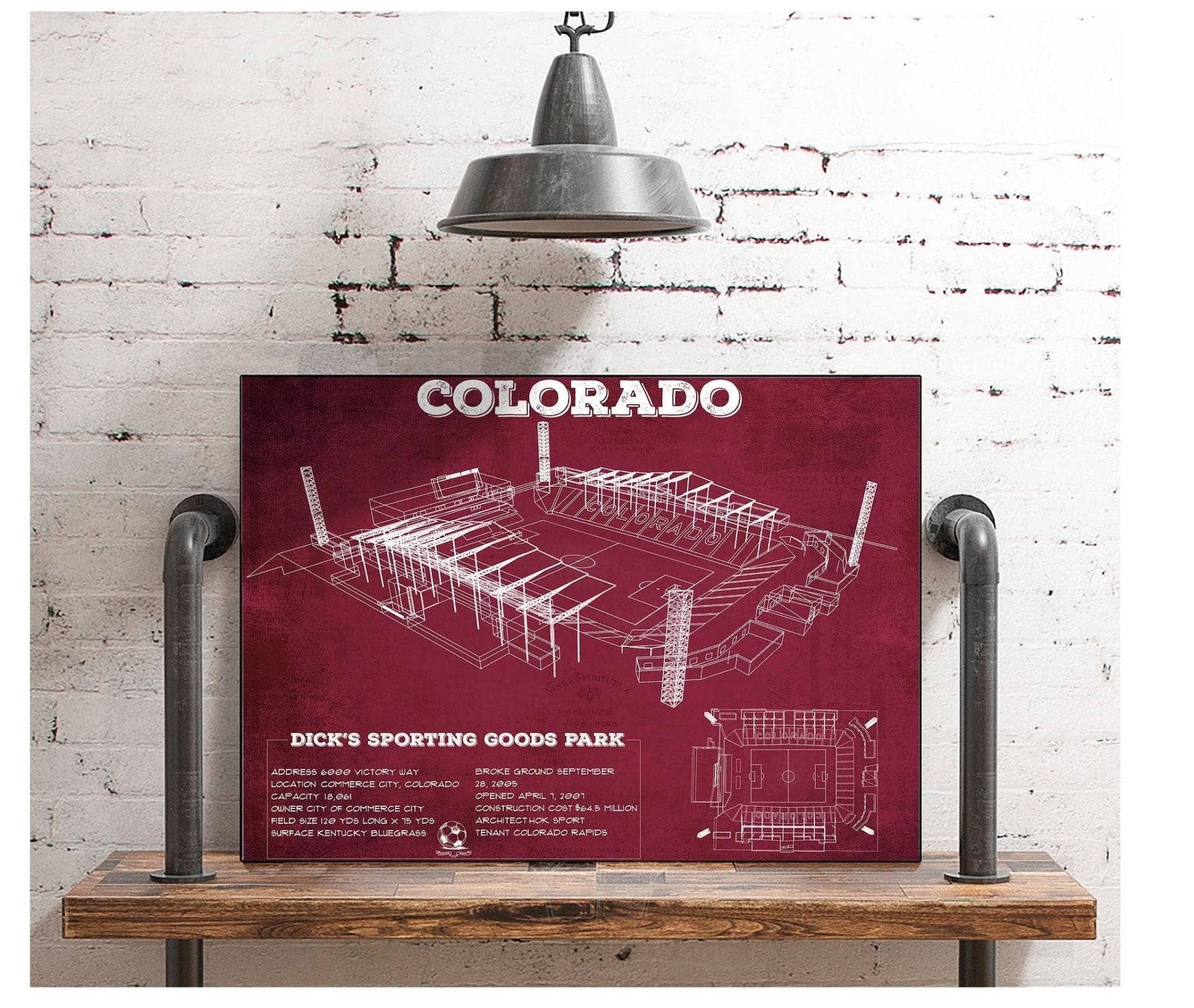 Cutler West Colorado Rapids MLS - Dick's Sporting Goods Park Vintage Soccer Print
