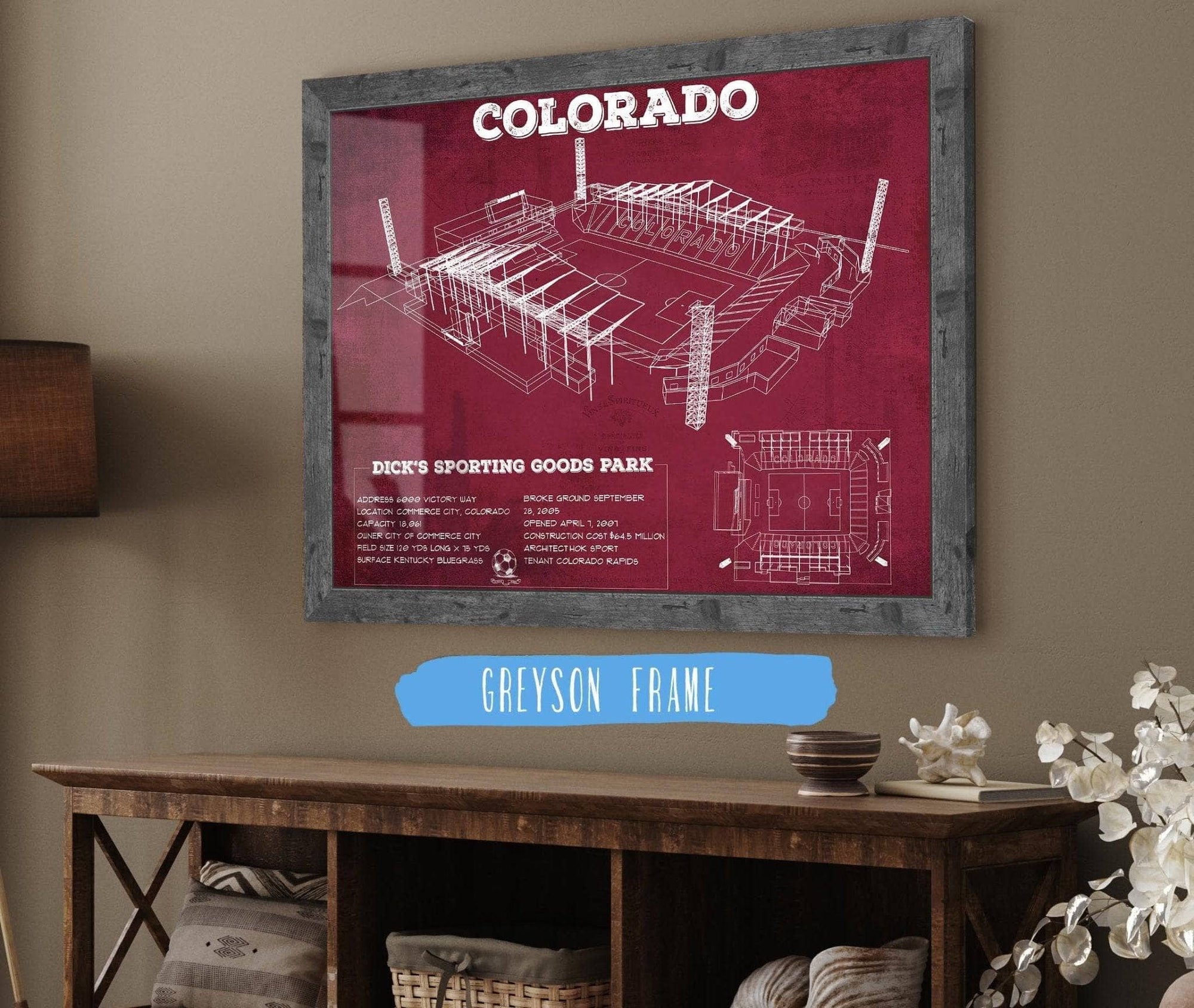 Cutler West Colorado Rapids MLS - Dick's Sporting Goods Park Vintage Soccer Print