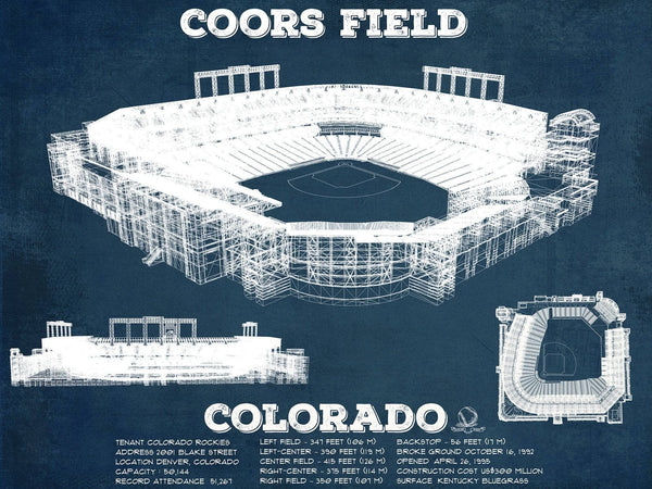 14" x 11" / Unframed Cutler West Colorado Rockies Coors Field Vintage Baseball Fan Print