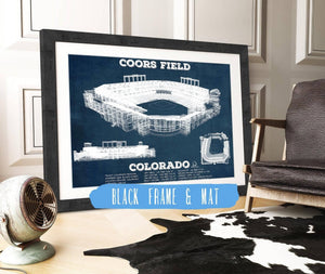 20" x 16" / Black Frame & Mat Cutler West Colorado Rockies Coors Field Vintage Baseball Fan Print