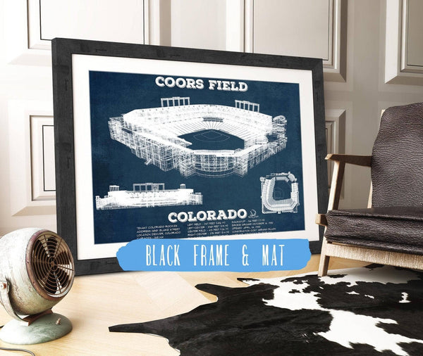 20" x 16" / Black Frame & Mat Cutler West Colorado Rockies Coors Field Vintage Baseball Fan Print