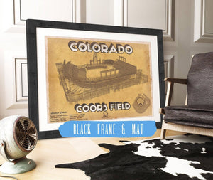 20" x 16" / Black Frame & Mat Cutler West Colorado Rockies Coors Field - Vintage Baseball Fan Print
