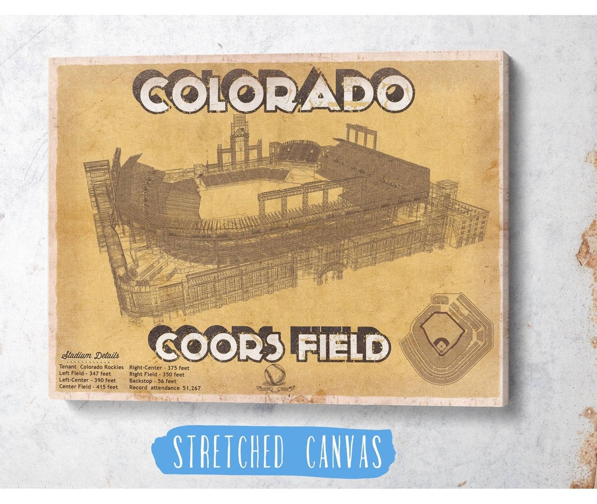 Cutler West Baseball Collection Colorado Rockies Coors Field - Vintage Baseball Fan Print