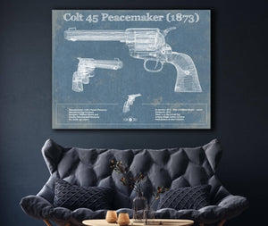 Cutler West Colt 45 Peacemaker 1873 Blueprint Vintage Gun Print
