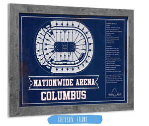 14" x 11" / Greyson Frame Cutler West Columbus Blue Jackets Nationwide Arena Seating Chart - Vintage Hockey Print